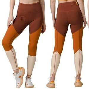 SOREL x prAna Colorblock High Rise Leggings Brown Orange Cream Back Pocket M